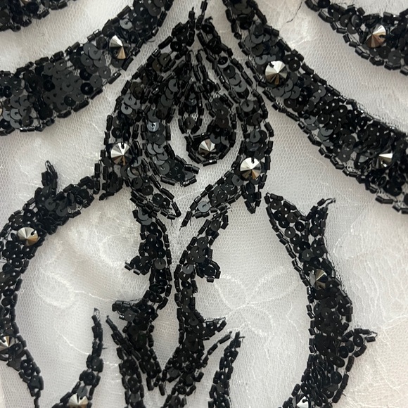 Aidan Mattox Strapless White Dress with Black Embellished Lace Detail - Picture 8 of 11